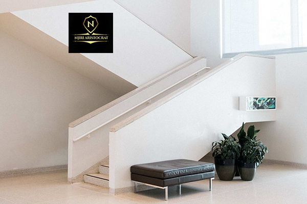 Bright staircase interior finished with clean white walls